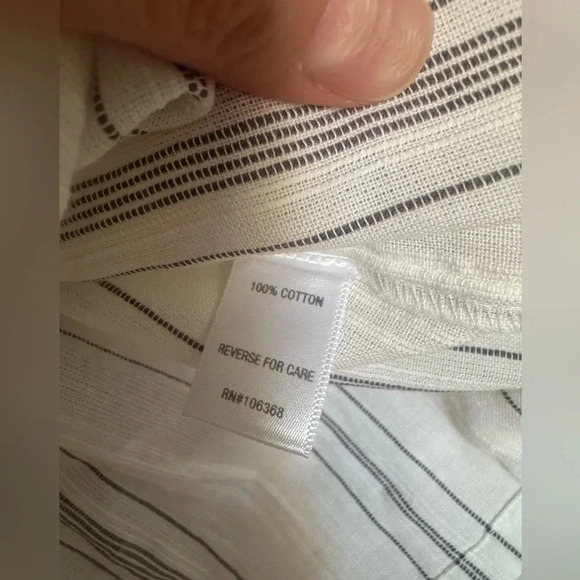 Garnet Hill Small White Striped Top Drop Shoulder Peasant Blouse Cottagecore - Picture 10 of 10